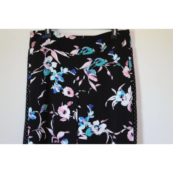 Lane Bryant Floral Dot Wide Leg Crepe Pants Black Mixed Print Size 14/16 H14843 - Picture 3 of 13